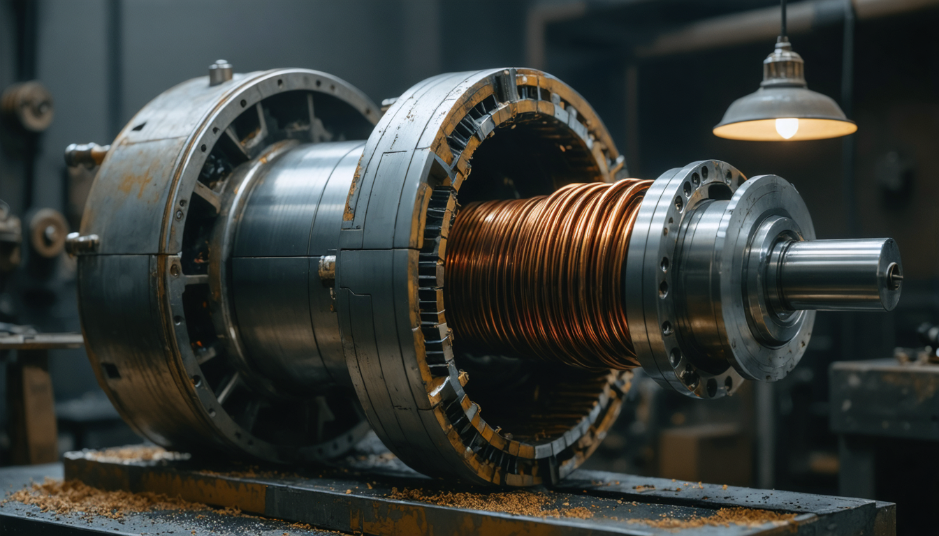 A perfectly good electric motor with its guts exposed, because apparently the most expensive part of any machine is the nothing inside it.