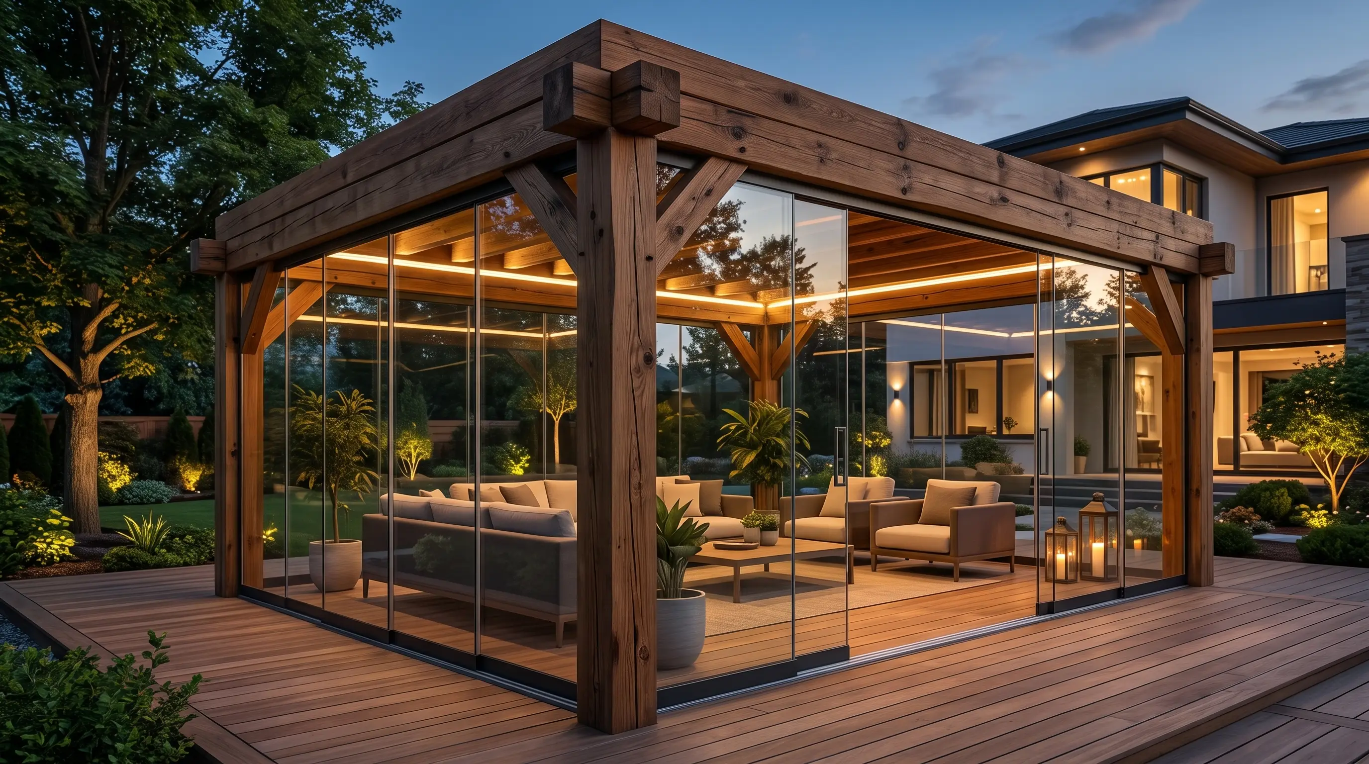 Retractable Glass Curtain Pergolas