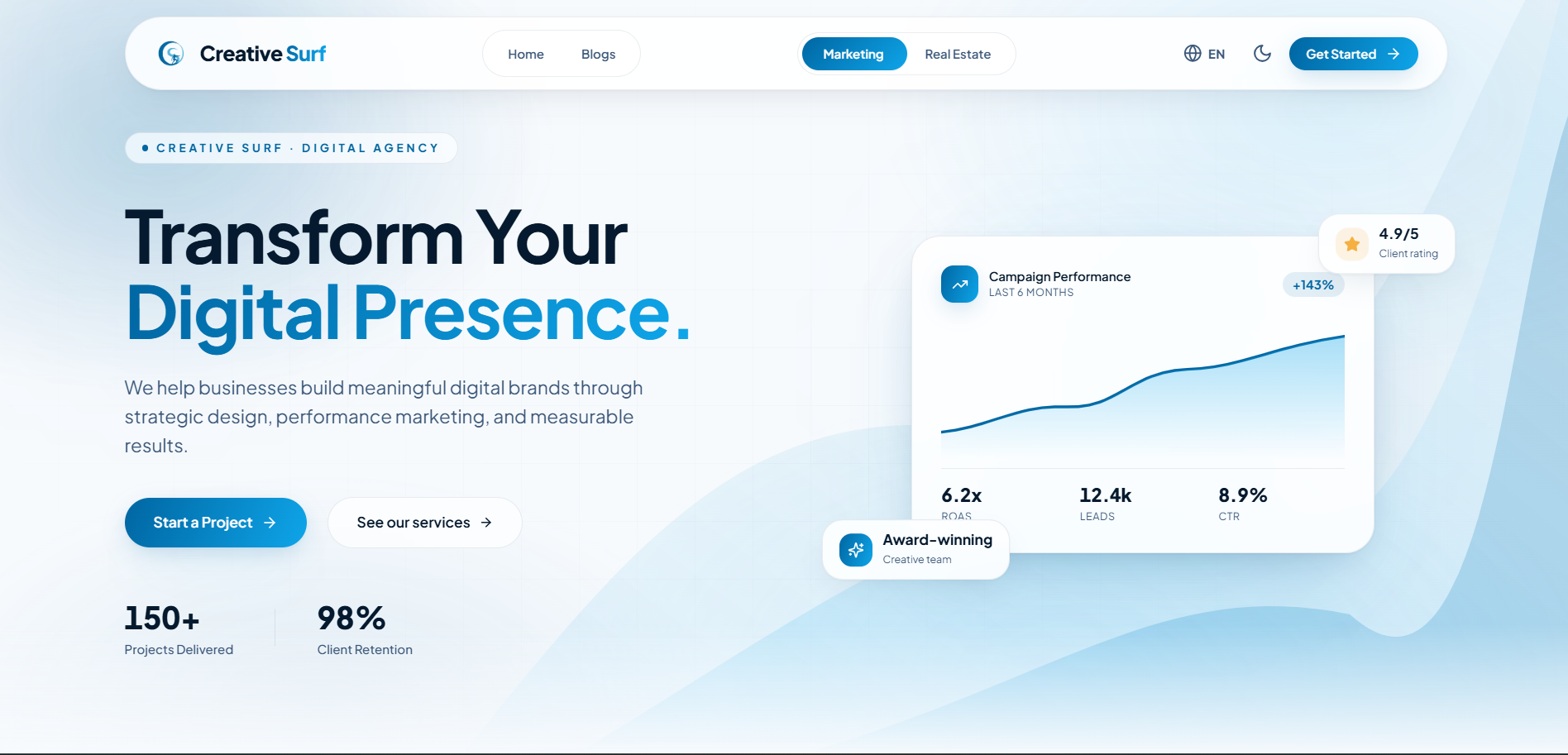 Creative Surf Agency website preview