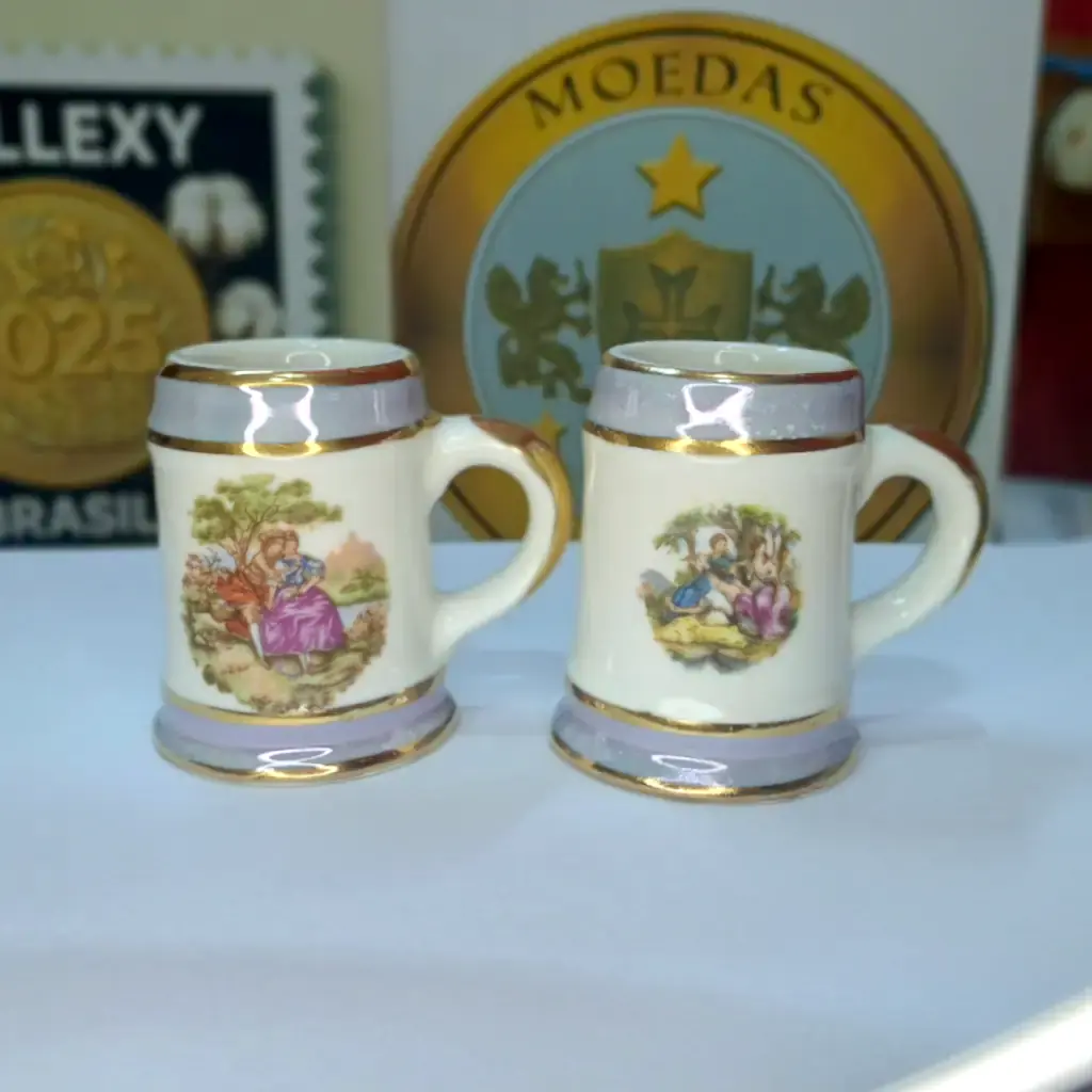 Par Mini Canecas Porcelana Condessa Blumenau SC Vintage Coleção Rara. - Foto 3