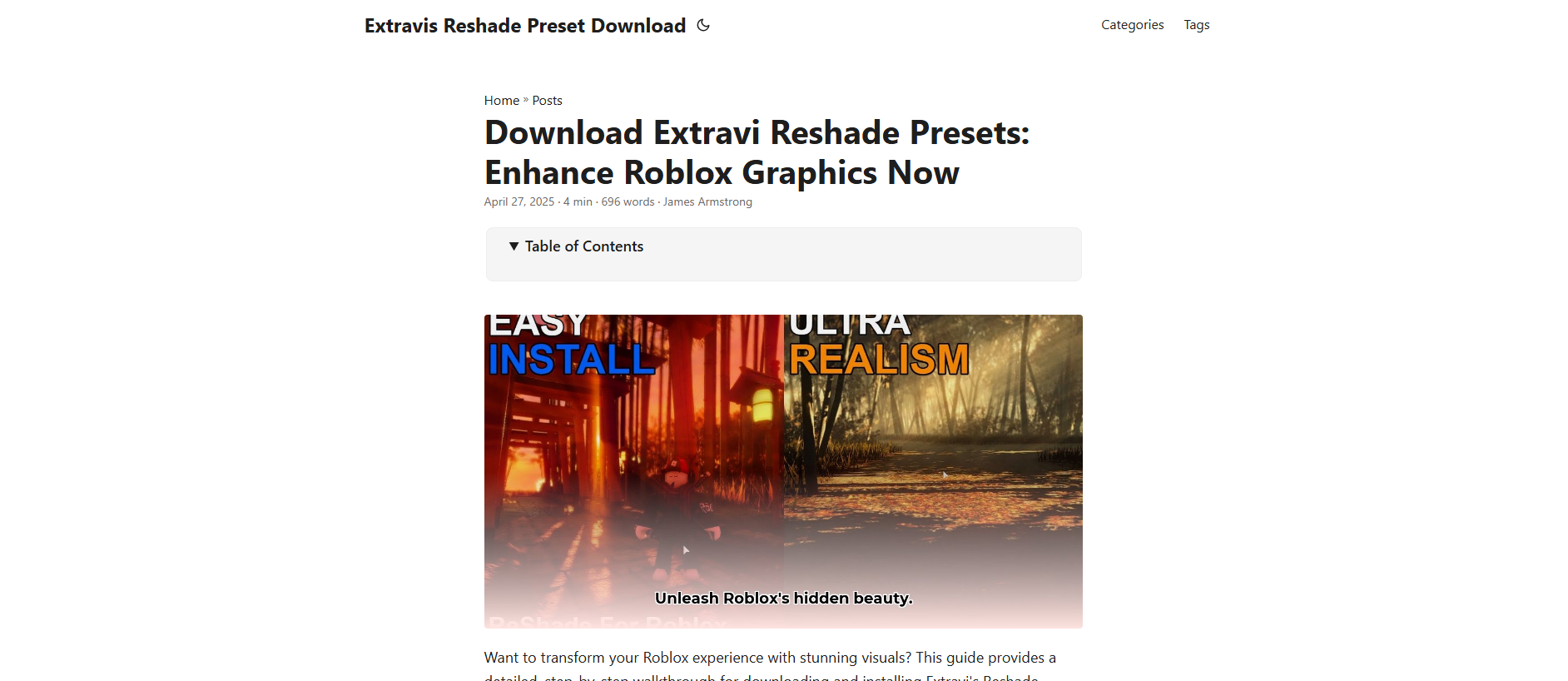 Stored capture of extravis-reshade-preset-download.pages.dev