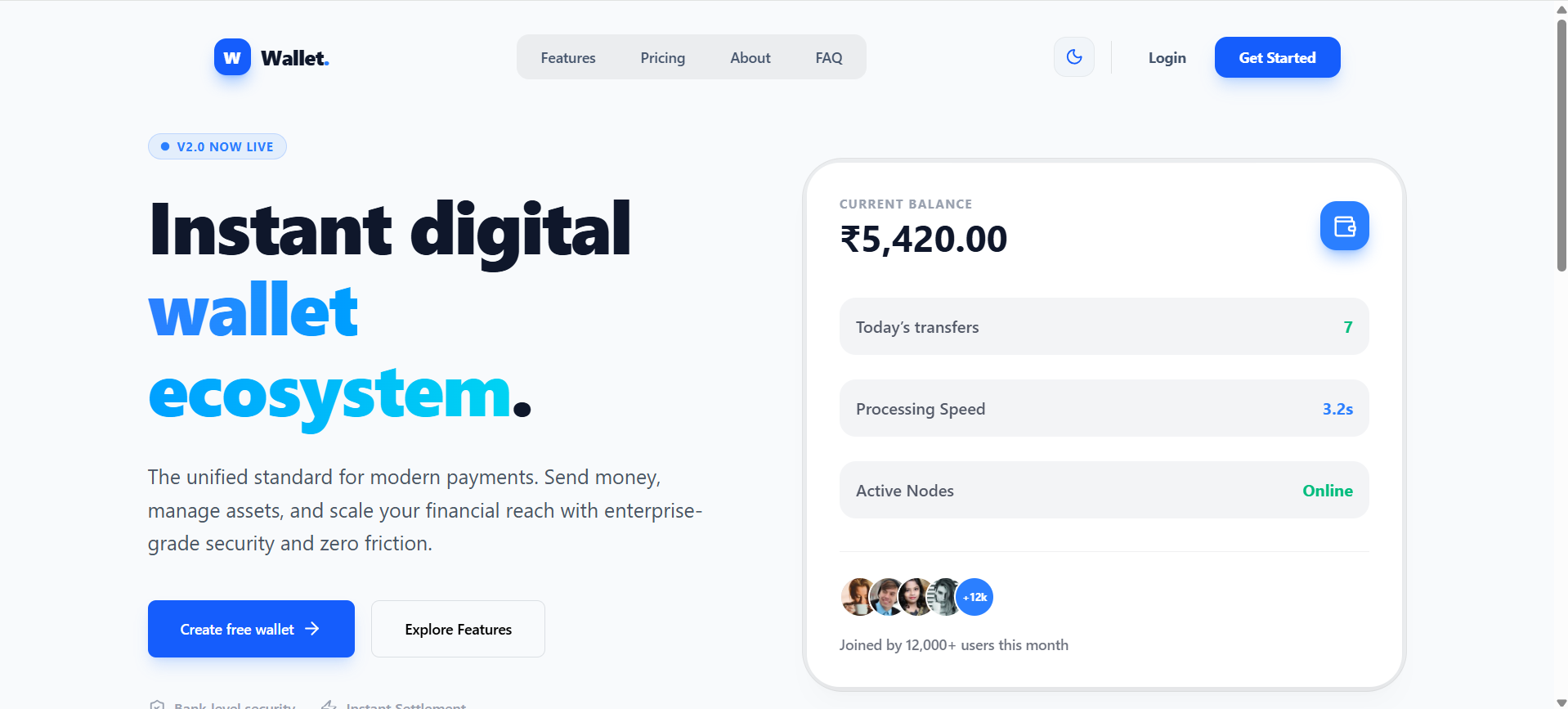 Digital Wallet System website preview