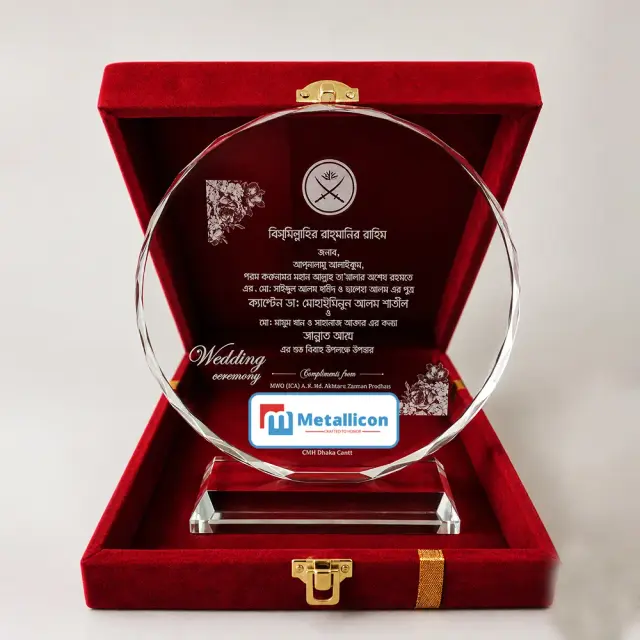 Laser Engraving 2D Print Crystal Crest Wedding Gift