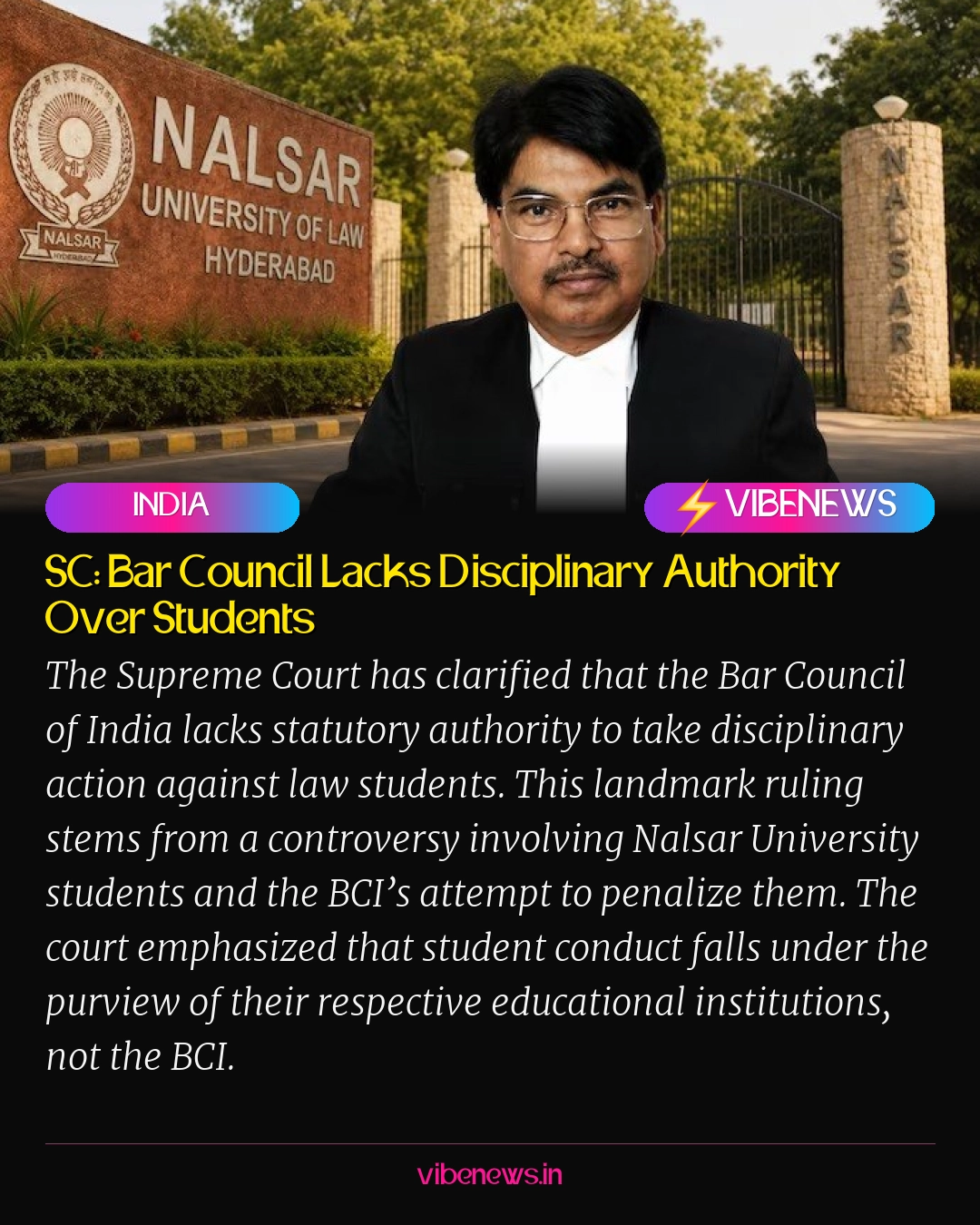SC: Bar Council Lacks Disciplinary Authority Over Students