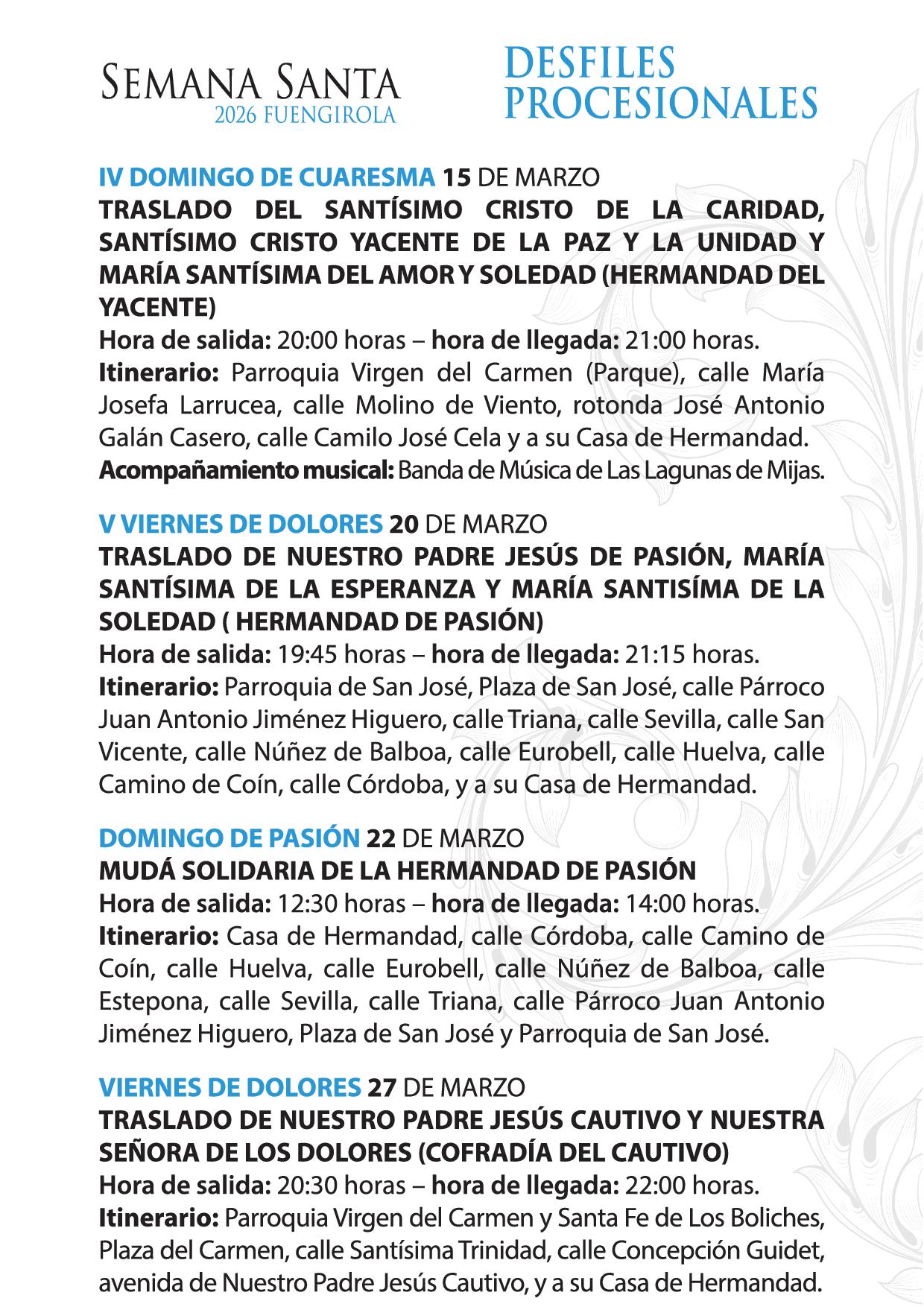 Horarios e Itinerarios de las Procesiones de la Semana Santa de ...