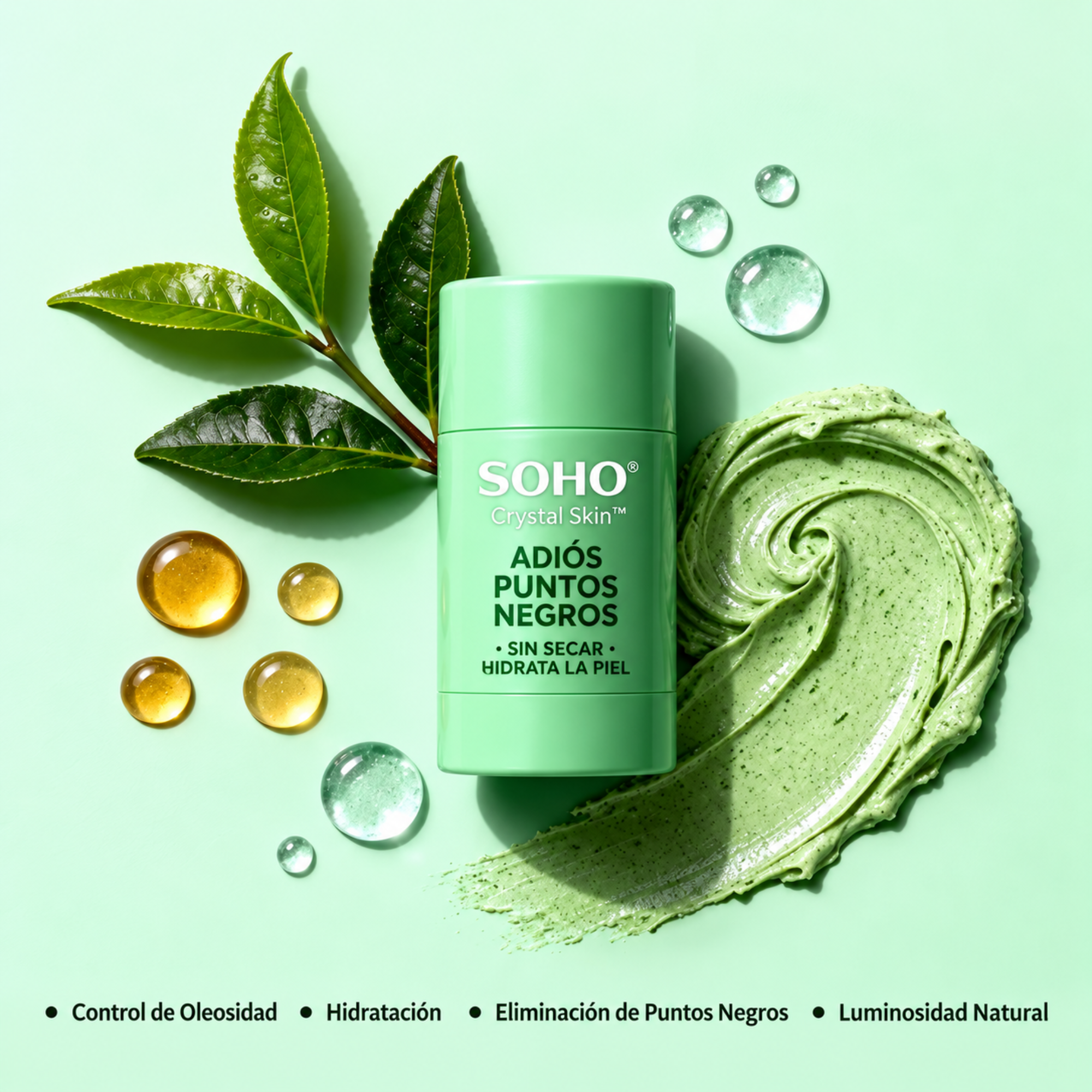 Mujer con la mascarilla Crystal Skin de SOHO aplicada