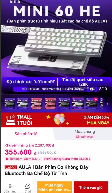 AULA | Bàn Phím Cơ Không Dây Bluetooth Ba Chế Độ Từ Tính