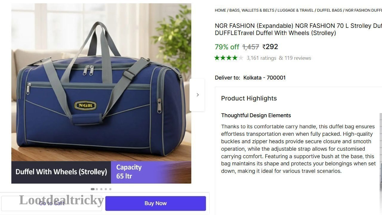 Duffel 70 L – Just ₹292 | Best Price Drop Today Duffel 70 L – Just ₹292 | Best Price Drop Today