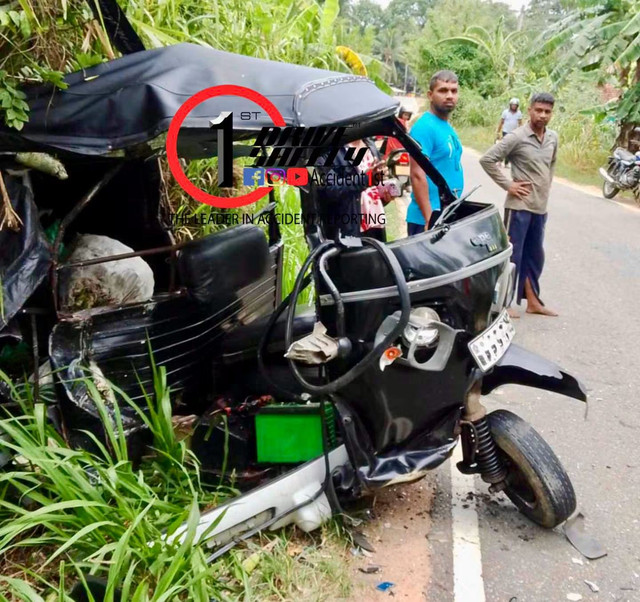 A lorry and a three-wheeler collided in Dambadeniya