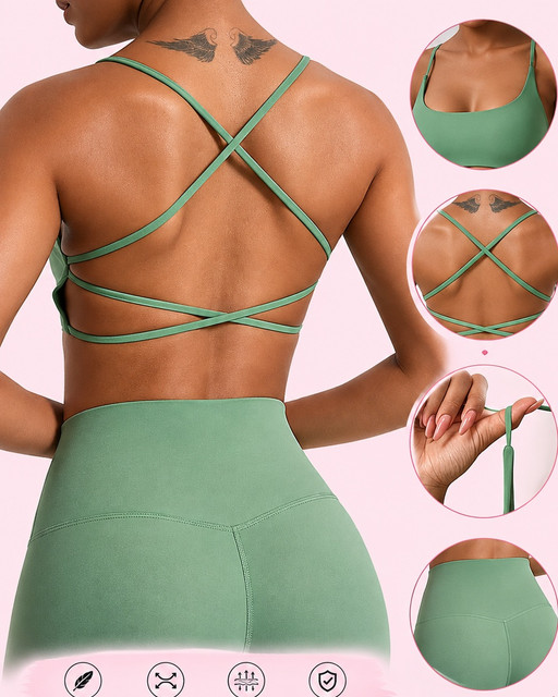 Seamless Spaghetti Strap Sports Bra – Low-Impact Active & Lounge Bralette, Back view