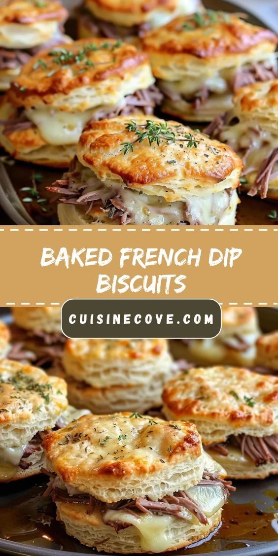 Baked French Dip Biscuits with Melty Cheese and Au Jus