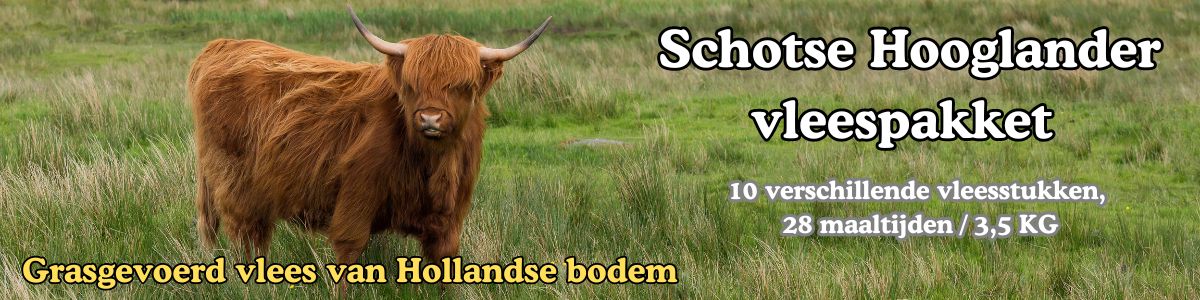 Schotse Hooglander vleespakket - Nederlands grasgevoerd natuurvlees van de boer - www.Vleeskopenbijdeboer.nl
