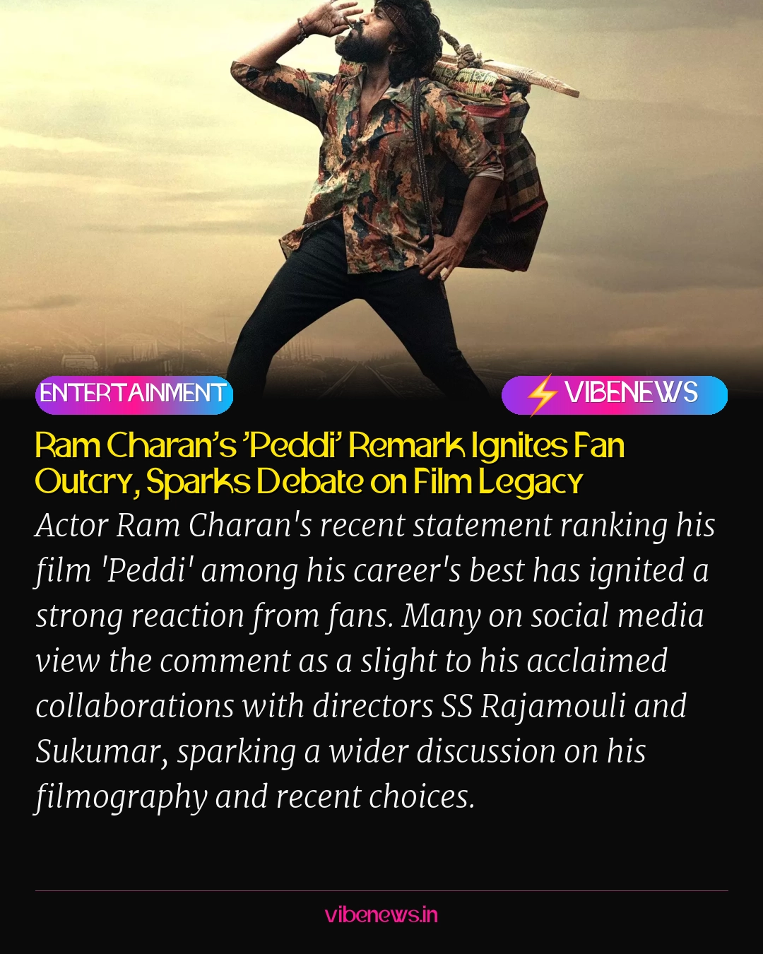 Ram Charan's 'Peddi' Remark Ignites Fan Outcry, Sparks Debate on Film Legacy