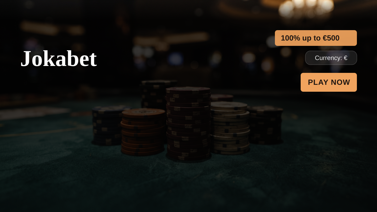 Jokabet casino — welcome bonus 100% up to €500 + 150 FS, payments: Visa, Mastercard, Skrill, Neteller, Paysafecard