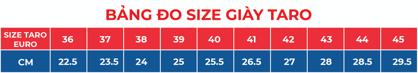 Bảng size