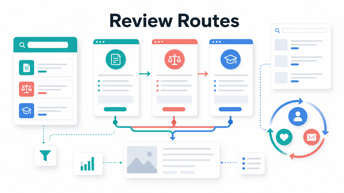 Review routes graphic for recurring affiliate program content paths