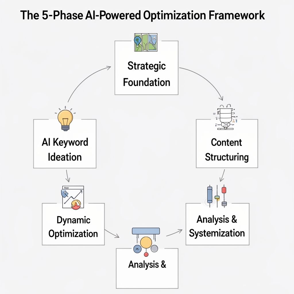 Flowchart of the 5-Phase AI-Powered Podcast SEO Optimization Framework for YouTube