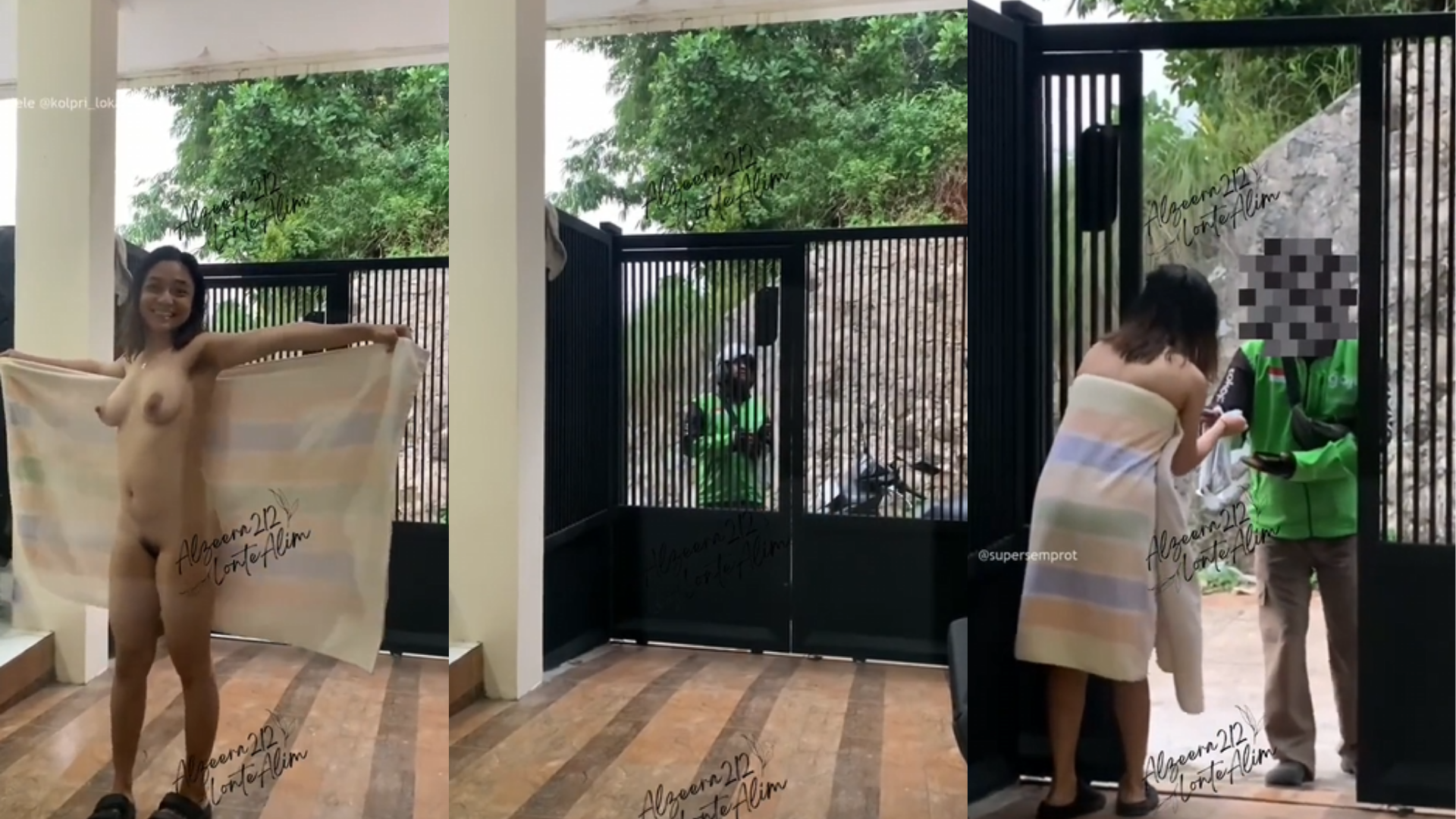 Cewek Binal Telanjang Di Teras Rumah, Sambil Godain Kurir Ijo Yang Lagi Anter Makanan
