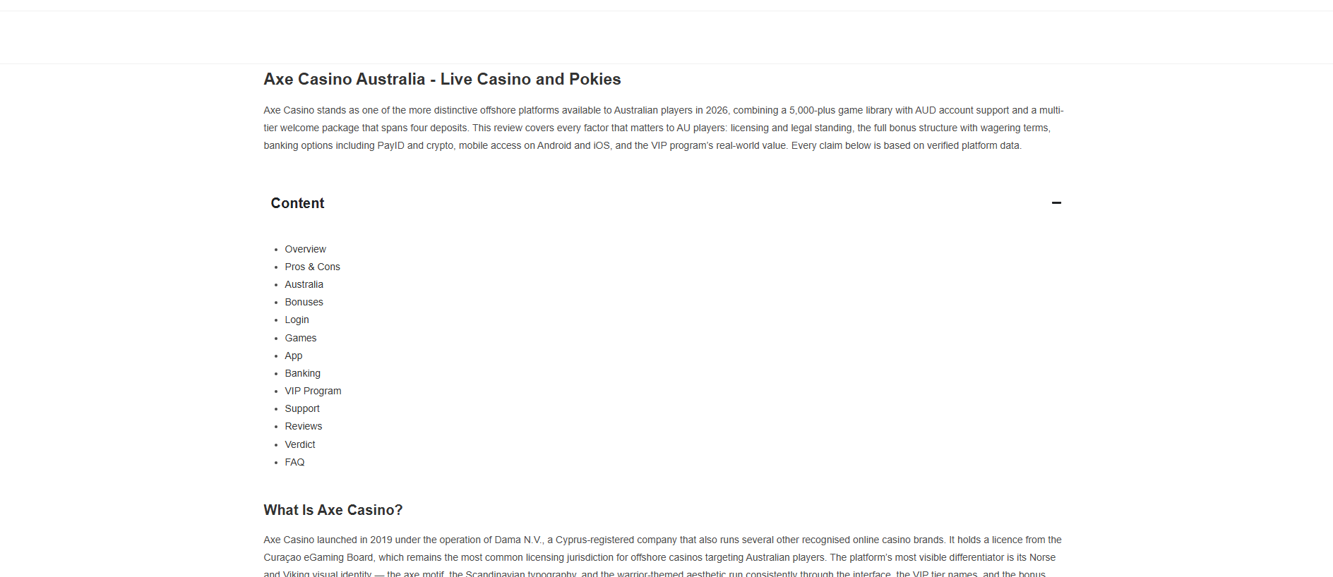 Forensic screenshot of casinos-axe.com showing the phishing page layout