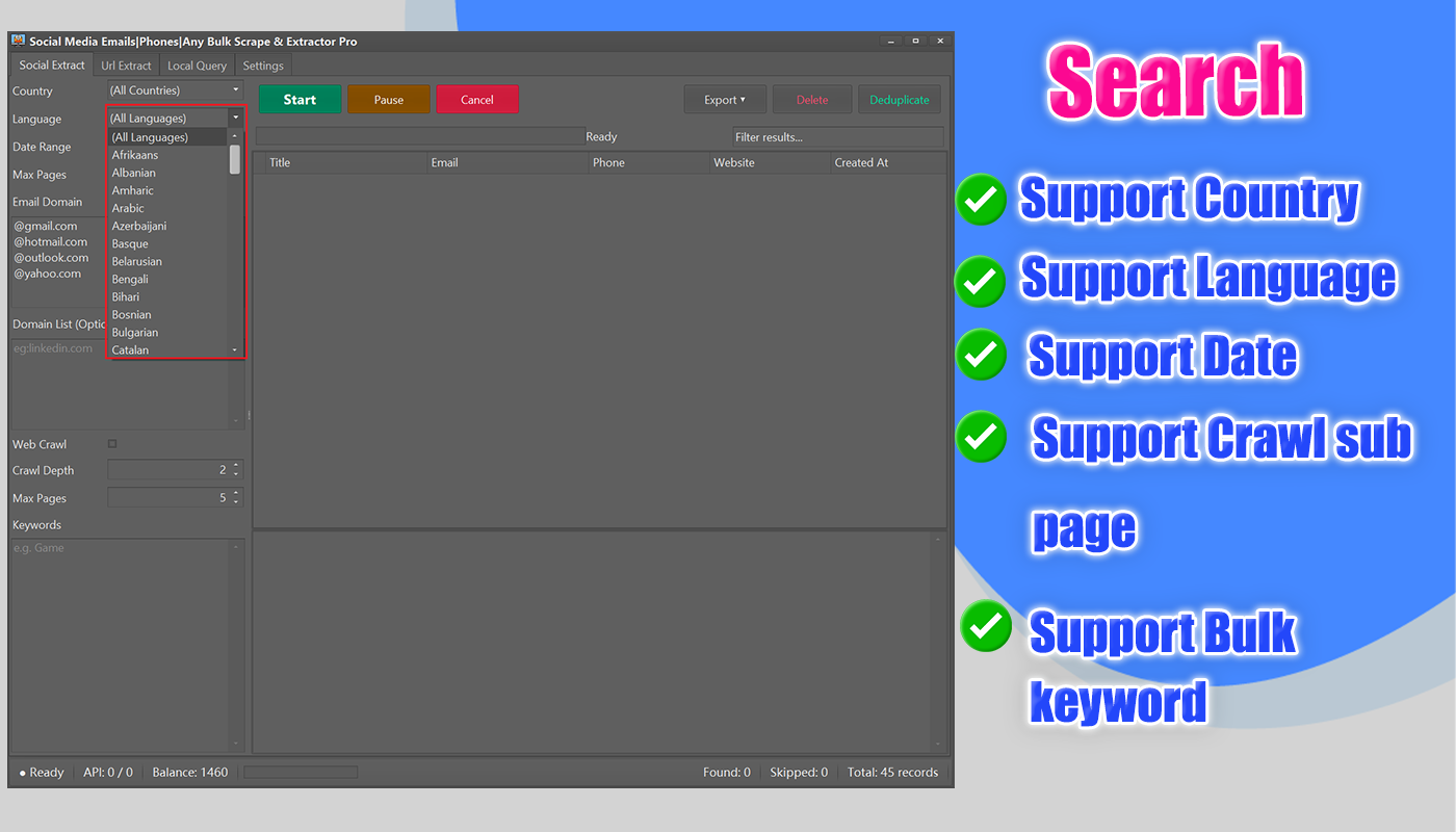 Social Media Data Extractor Windows App with API