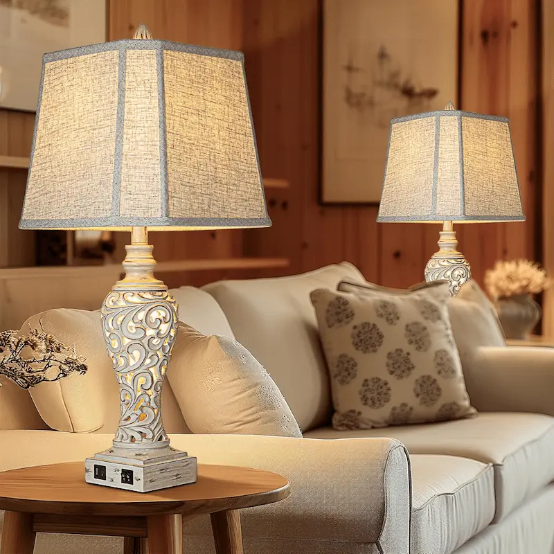 Modern Bedside Table Lamps with USB & Nightlight – Stylish Bedroom & Living Room Accent Set
