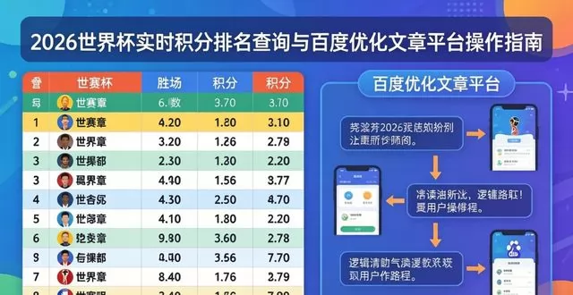 2026 世界杯实时积分排名查询 百度优化文章平台操作指南