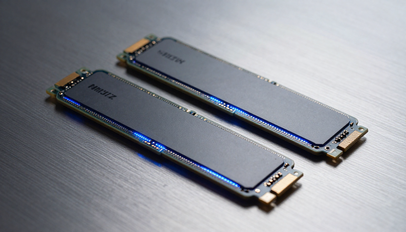NVMe SSD와 일반 SATA SSD의 외형 및 속도 차이를 비교한 이미지.