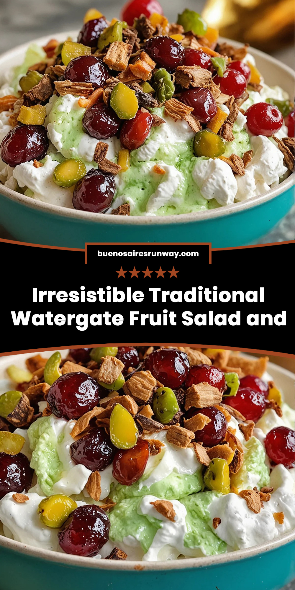 Irresistible Traditional Watergate Fruit Salad and Pistachios