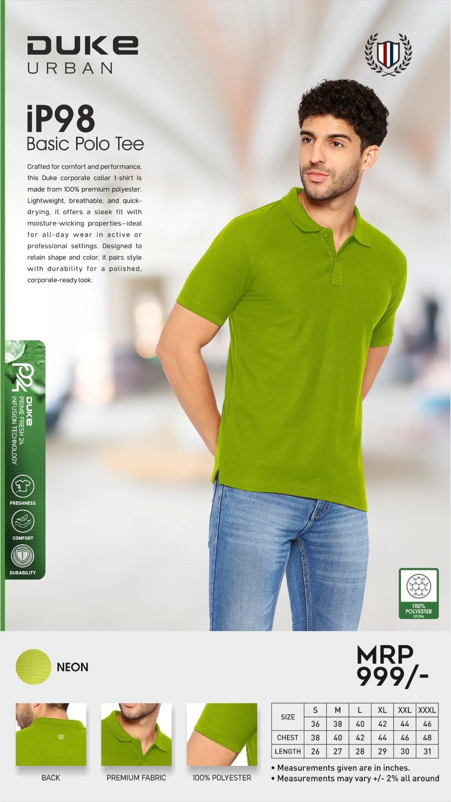 Duke iP98 Basic Polo Tee - Neon