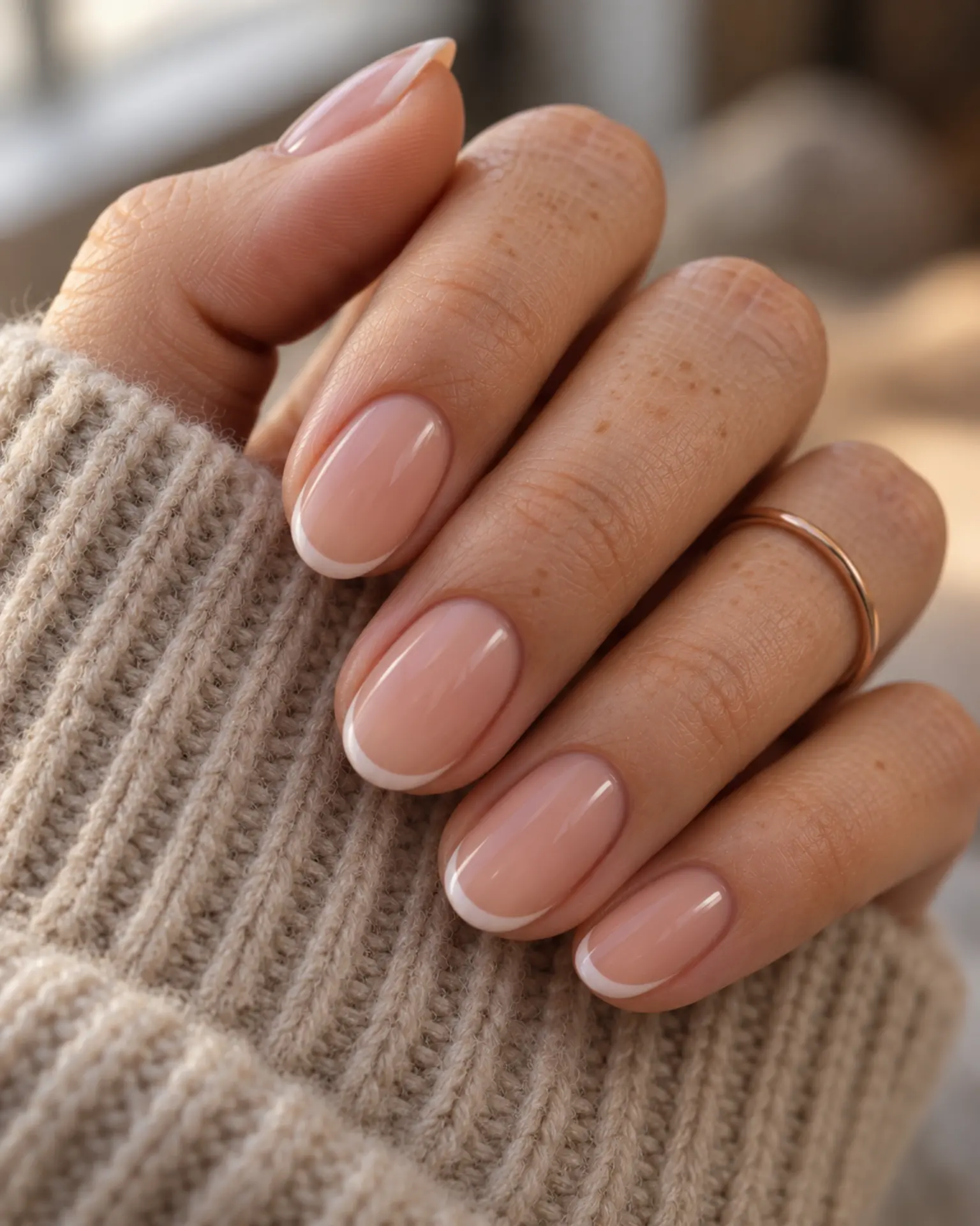 Nude Micro French Edge manicure inspiration for nude nail ideas