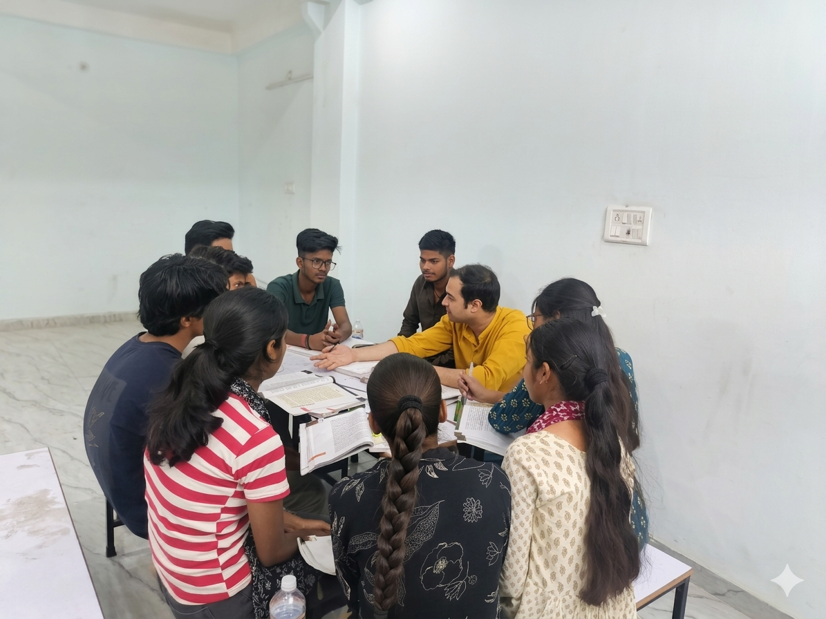 NEET Biology lab session with models