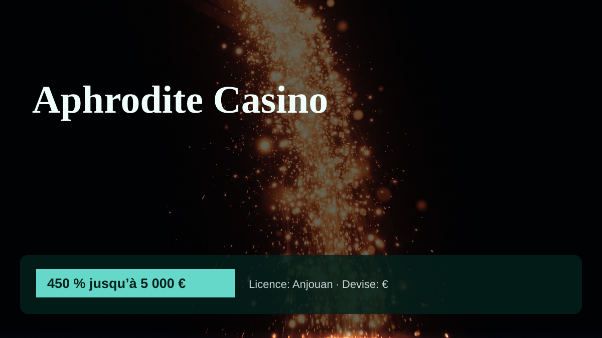 Aphrodite Casino — bonus de bienvenue 450 % jusqu’à 5 000 €, paiements: Visa, Mastercard, Skrill, Neteller, USDT
