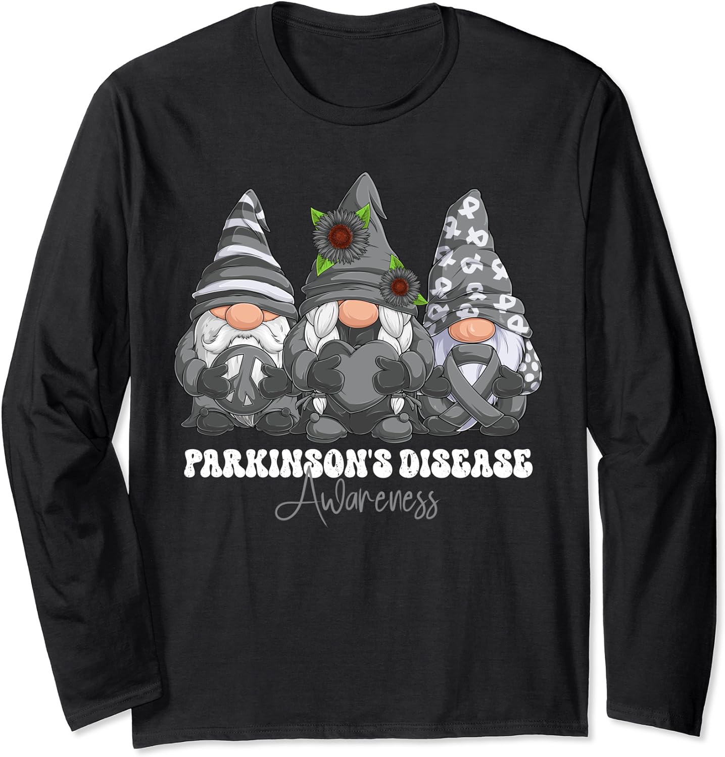 Parkinson’s Disease Awareness Month Gray Ribbon Long Sleeve T-Shirt
