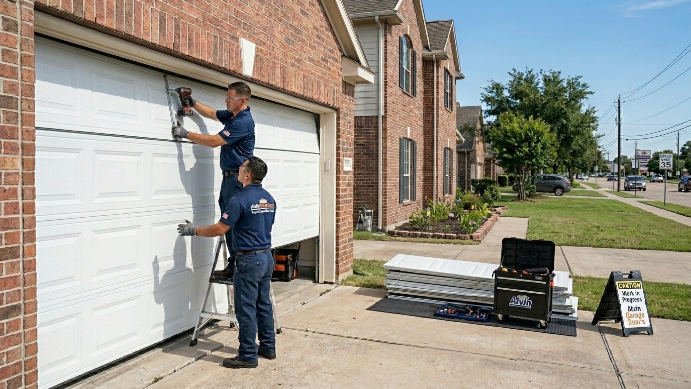 Garage door technicians at work in Alvin TX