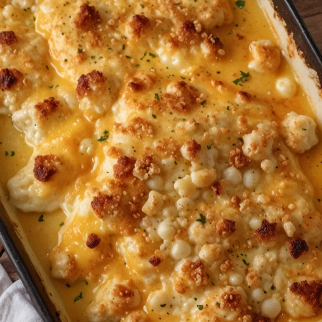 Ultimate Creamy Four-Cheese Cauliflower Bake