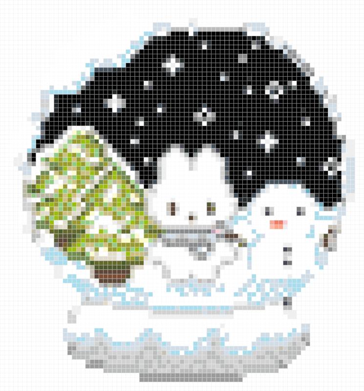Winter Snow Globe With Cute Bunny & Snowman Pixel