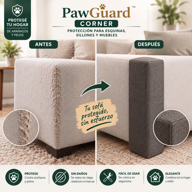 PawGuard Corner protegiendo la esquina del sill&oacute;n