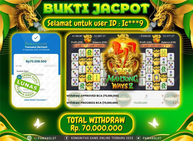 PAMANSLOT JACKPOT Game PG - Mahjong Ways 2 Rp.70,000,000- LUNAS