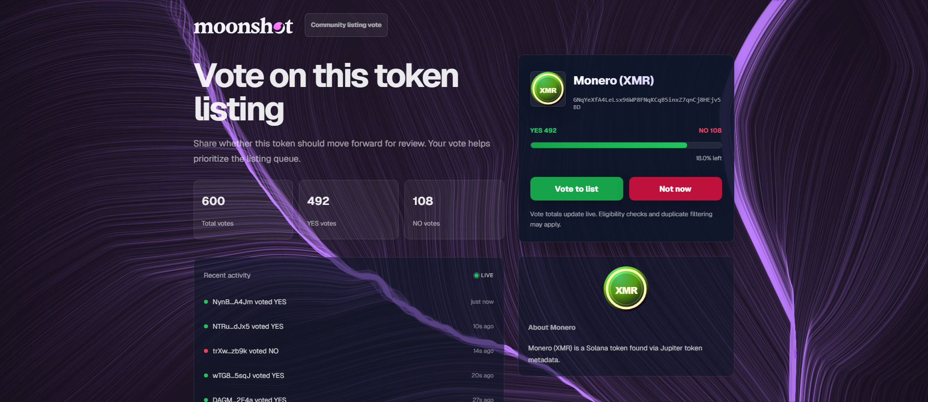 Forensic screenshot of moonshot-listing-xyf.netlify.app showing the phishing page layout