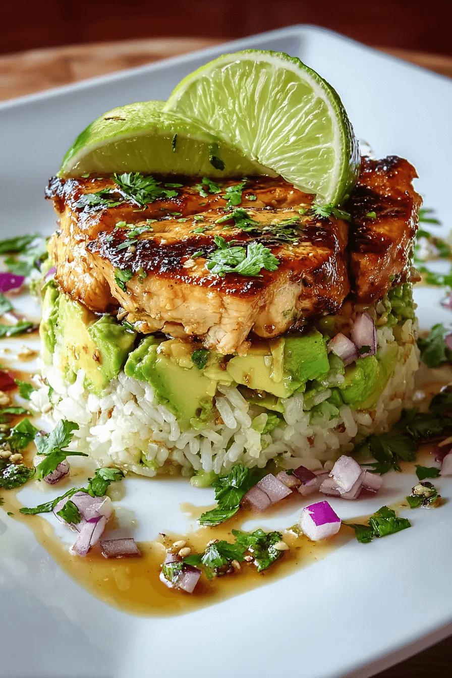 Honey Lime Chicken & Avocado Rice Stack step photo