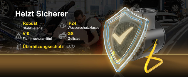 DAHTEC Heizlüfter Sicherheitsmerkmale