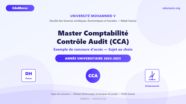 Exemple Concours Master Comptabilité Contrôle Audit CCA FSJES Souissi 2024-2025