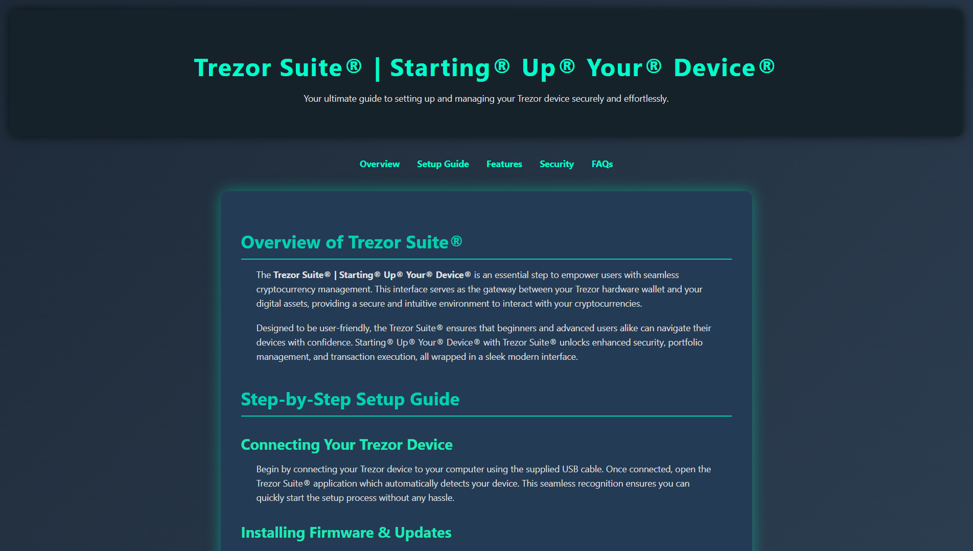 Stored capture of trezer-suite-us-en.pages.dev