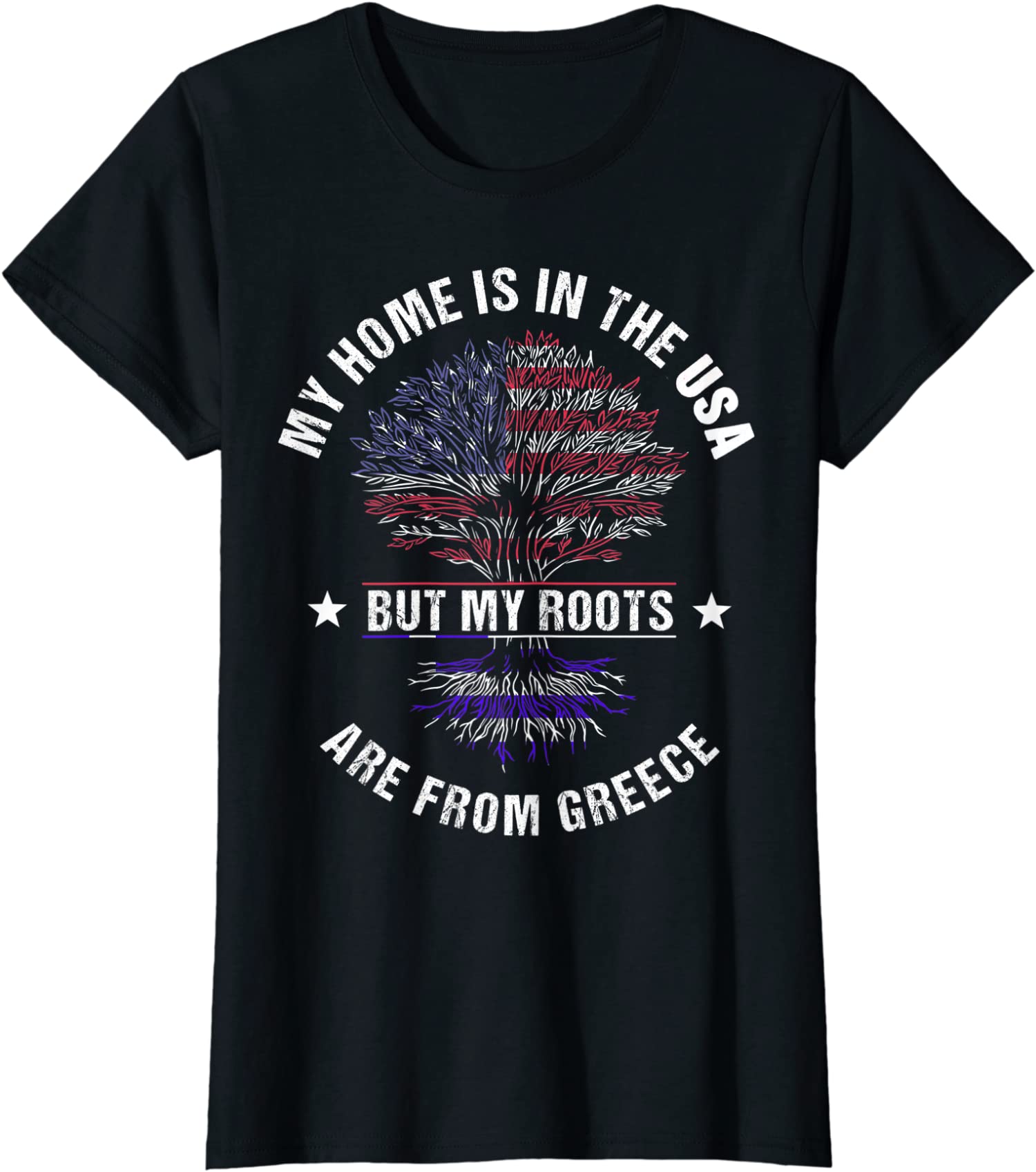 Greece American Country Heritage Month Patriot Flags Ladies&rsquo; Crewneck T-Shirt
