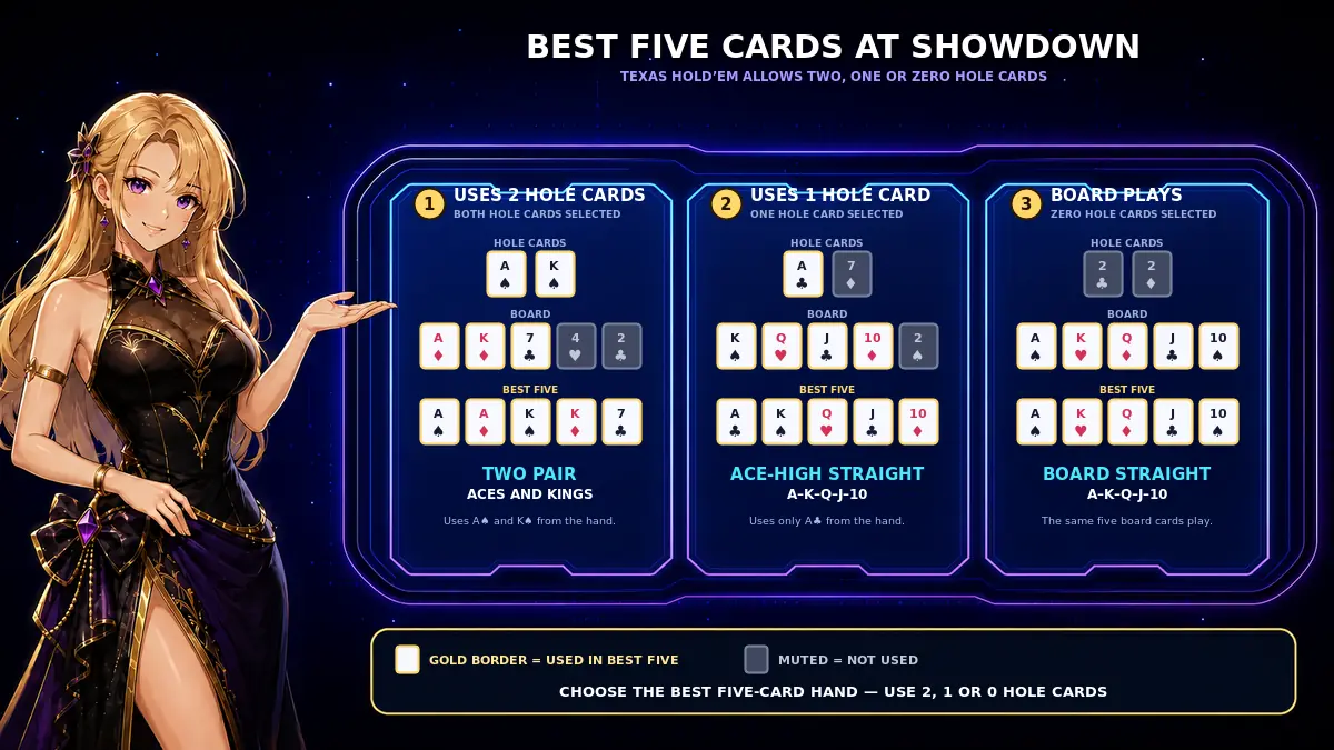Best Five Cards and Showdown Examples