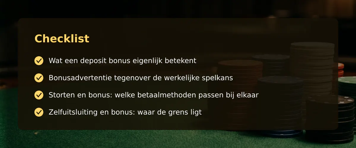 Online casino deposit bonus: wat biedt het werkelijk tegen de Nederlandse regels — Checklist