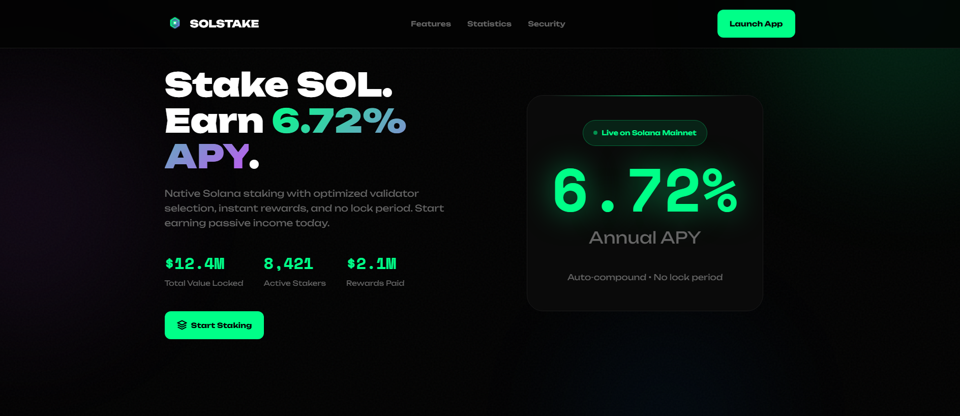 Stored screenshot of solstake.app