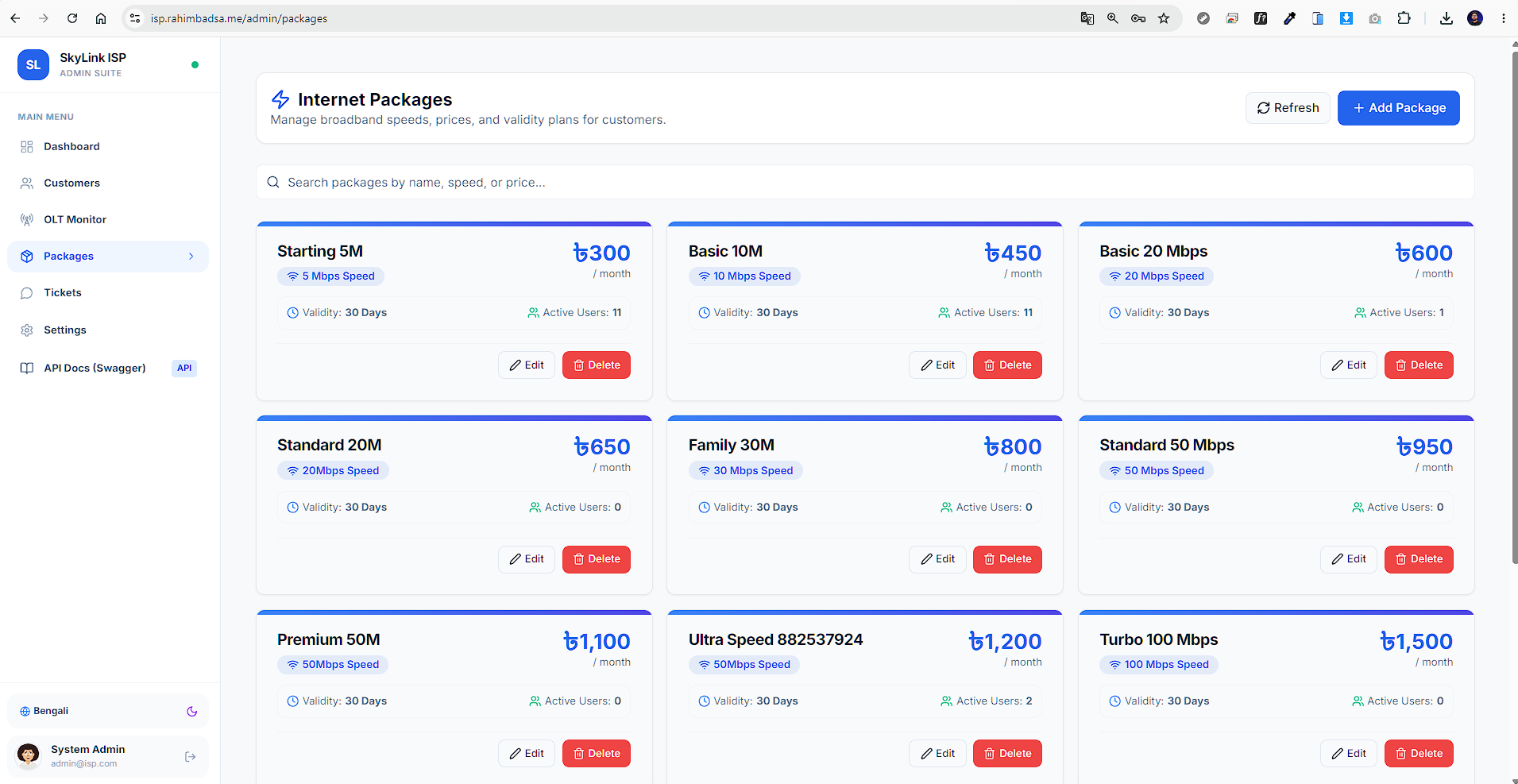 Subscriber Billing & Package Tiers