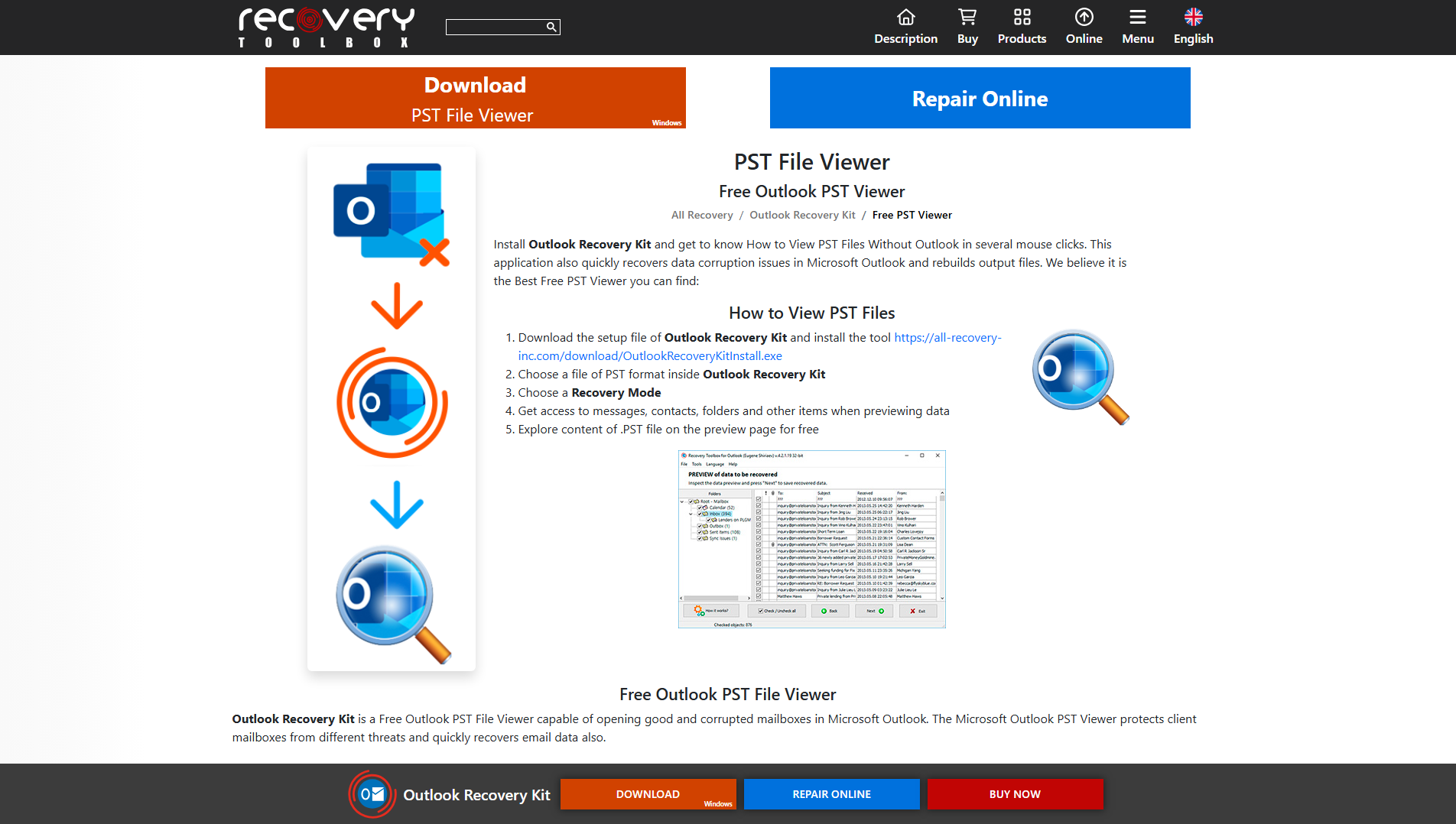 Stored capture of pstviewer.oemailrecovery.com