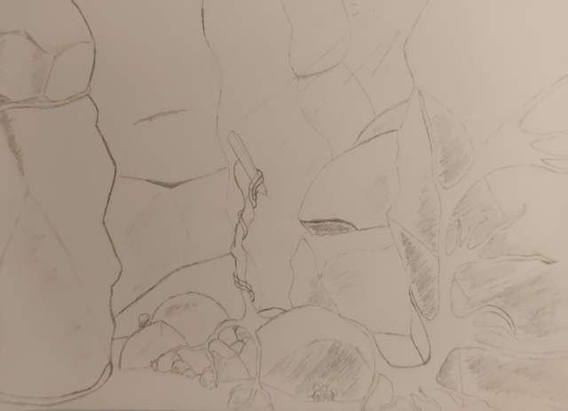 Alien Crystal in a cave. For r/SketchDaily Oct. 1 Inktober 2021 theme "Crystal". In pencil for now.